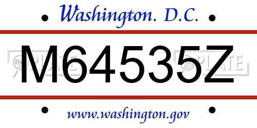 M64535Z District Of Columbia License Plate