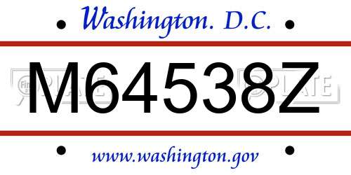 M64538Z District Of Columbia License Plate