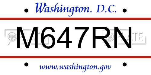 M647RN District Of Columbia License Plate