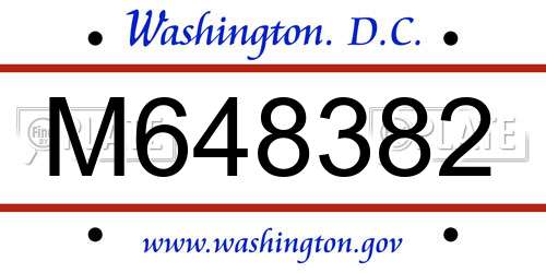 M648382 District Of Columbia License Plate