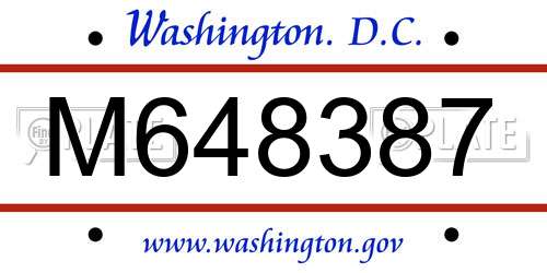 M648387 District Of Columbia License Plate