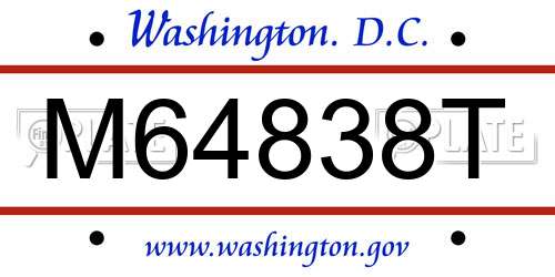 M64838T District Of Columbia License Plate