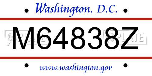 M64838Z District Of Columbia License Plate