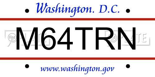 M64TRN District Of Columbia License Plate