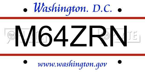 M64ZRN District Of Columbia License Plate