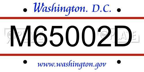 M65002D District Of Columbia License Plate