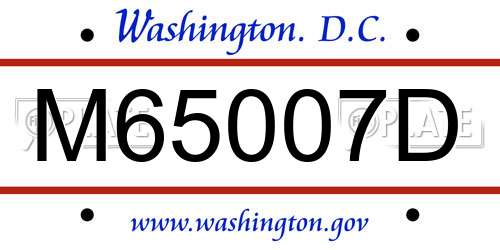 M65007D District Of Columbia License Plate