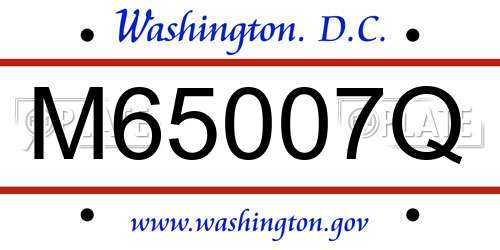 M65007Q District Of Columbia License Plate