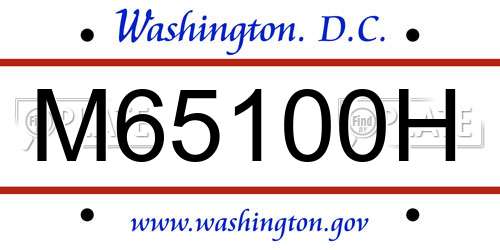 M65100H District Of Columbia License Plate
