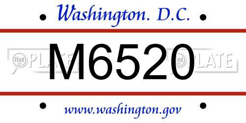 M6520 District Of Columbia License Plate