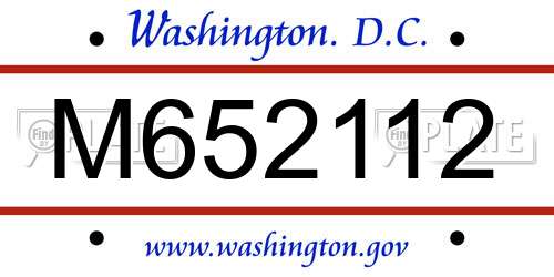 M652112 District Of Columbia License Plate