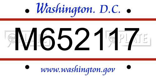 M652117 District Of Columbia License Plate