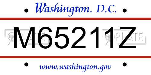 M65211Z District Of Columbia License Plate