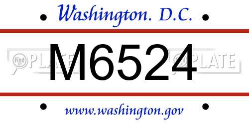 M6524 District Of Columbia License Plate