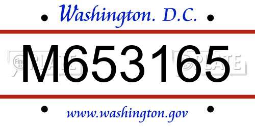 M653165 District Of Columbia License Plate