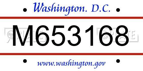M653168 District Of Columbia License Plate