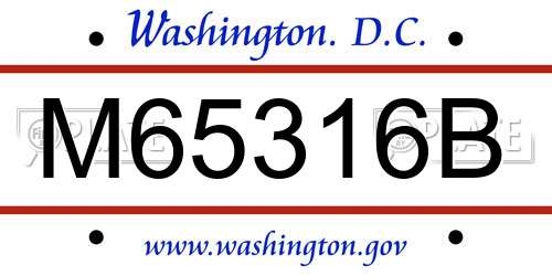 M65316B District Of Columbia License Plate