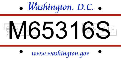 M65316S District Of Columbia License Plate