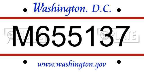 M655137 District Of Columbia License Plate