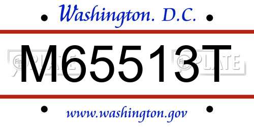 M65513T District Of Columbia License Plate