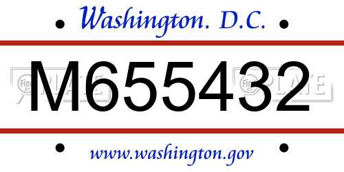M655432 District Of Columbia License Plate