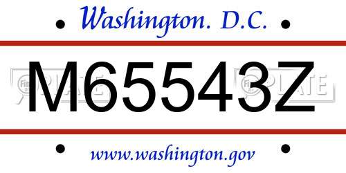M65543Z District Of Columbia License Plate