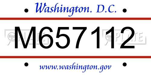 M657112 District Of Columbia License Plate