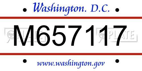 M657117 District Of Columbia License Plate