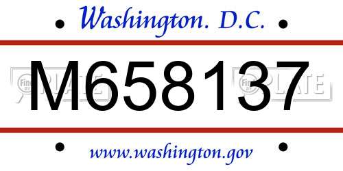 M658137 District Of Columbia License Plate