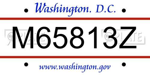 M65813Z District Of Columbia License Plate