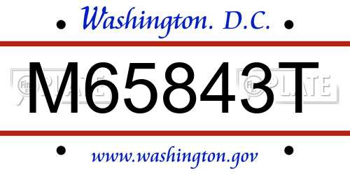 M65843T District Of Columbia License Plate