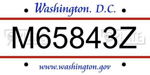 M65843Z District Of Columbia License Plate