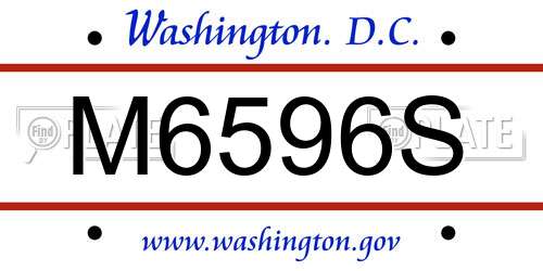 M6596S District Of Columbia License Plate