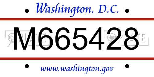 M665428 District Of Columbia License Plate