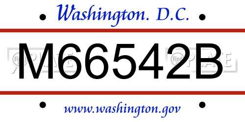 M66542B District Of Columbia License Plate