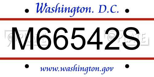 M66542S District Of Columbia License Plate
