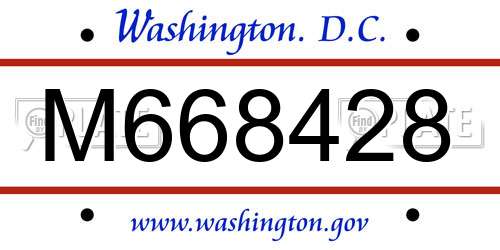 M668428 District Of Columbia License Plate