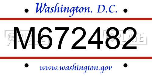 M672482 District Of Columbia License Plate