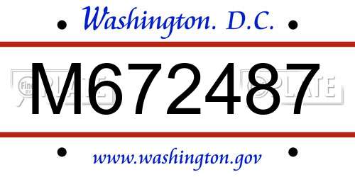 M672487 District Of Columbia License Plate