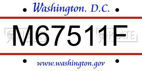 M67511F District Of Columbia License Plate