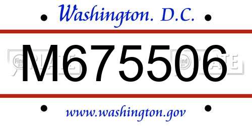 M675506 District Of Columbia License Plate