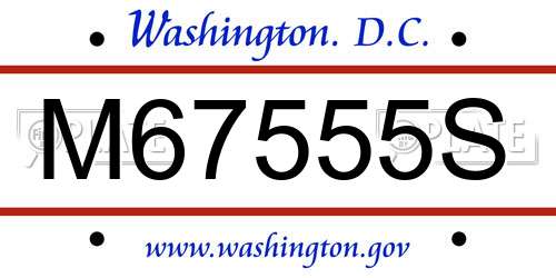 M67555S District Of Columbia License Plate