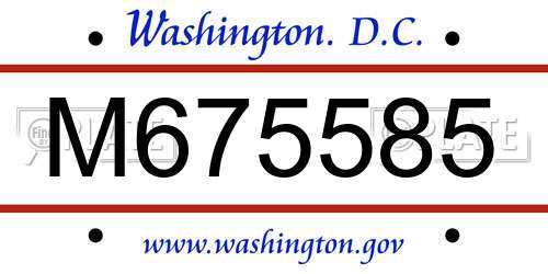 M675585 District Of Columbia License Plate