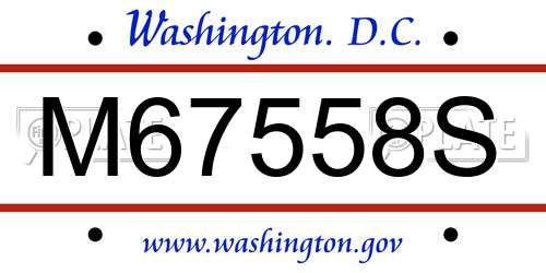 M67558S District Of Columbia License Plate