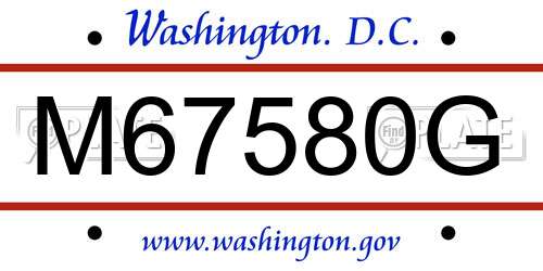 M67580G District Of Columbia License Plate