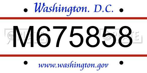 M675858 District Of Columbia License Plate