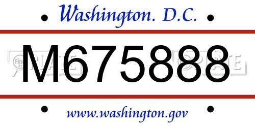 M675888 District Of Columbia License Plate