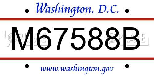 M67588B District Of Columbia License Plate