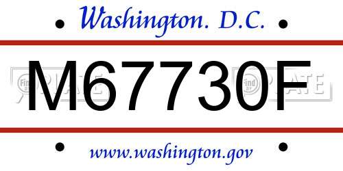 M67730F District Of Columbia License Plate