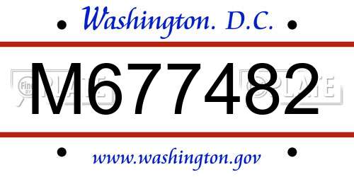 M677482 District Of Columbia License Plate